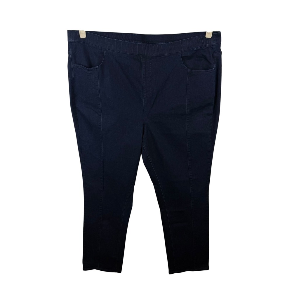 Isaac Mizrahi Live Pull On Denim Jeans Size 24W Tall‎ Blue Indigo High Waist